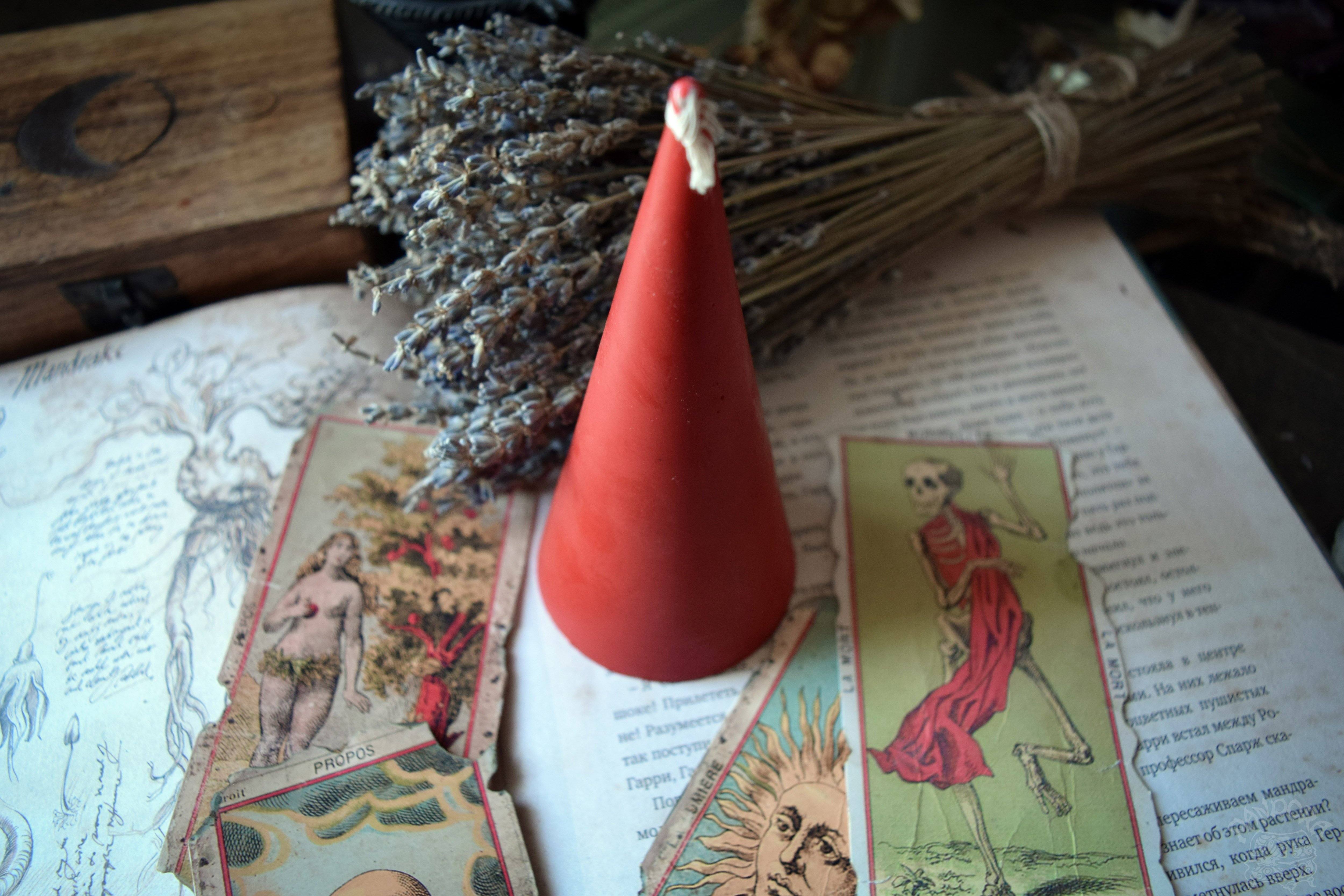 Candle - Red Cone - Beeswax Candle