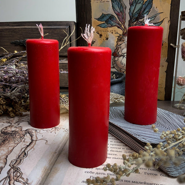 Red cylinder - Beeswax candle