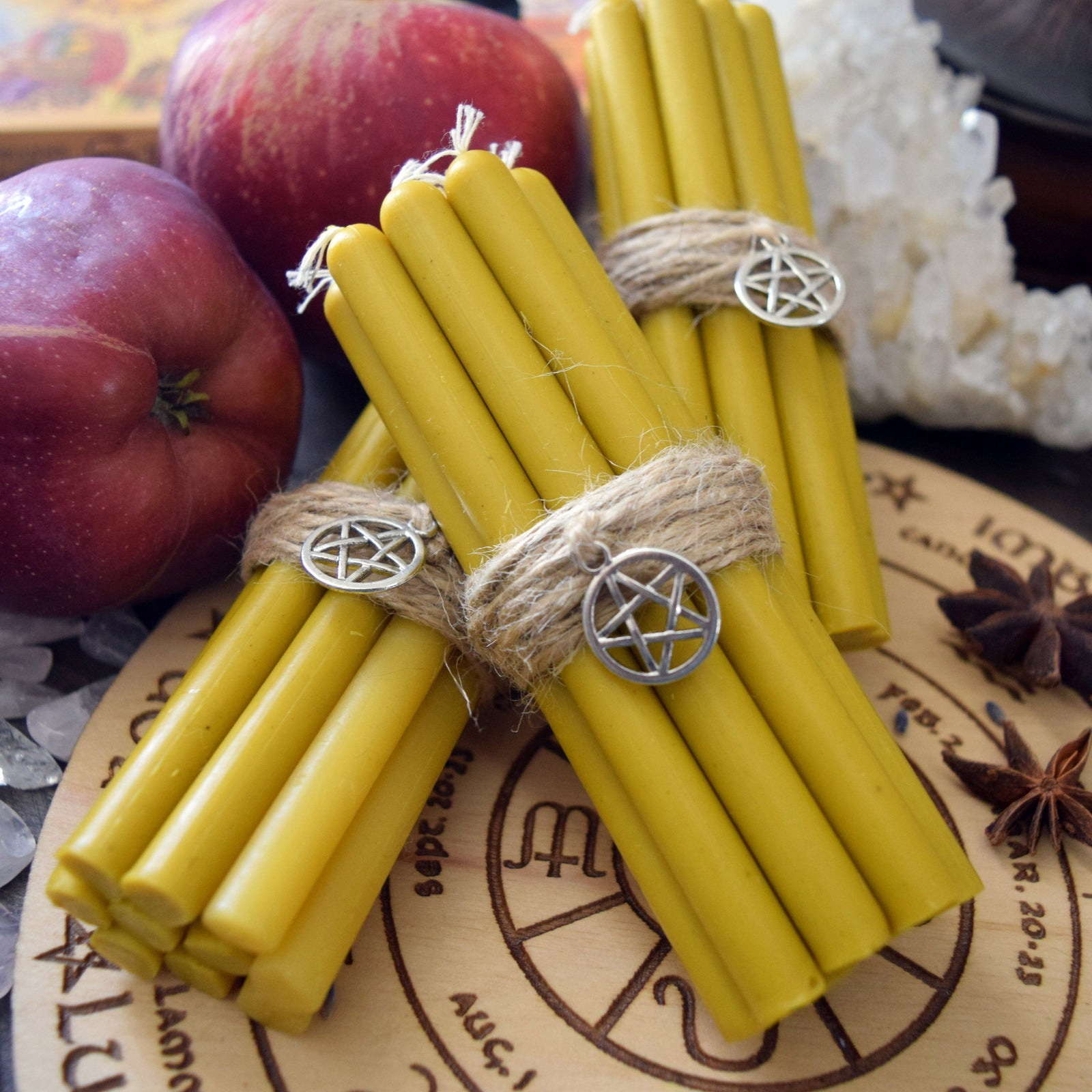 Yellow beeswax candles
