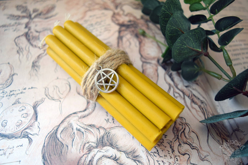 Yellow beeswax candles