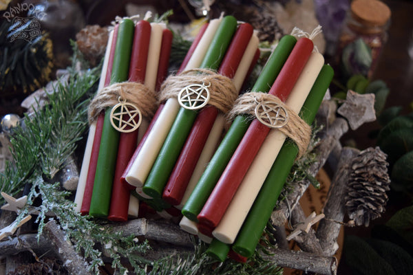 Candle - Yule - Wheel Of The Year - Set Of Beeswax Candles