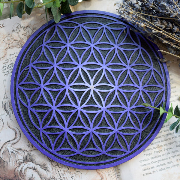 Crystal Grid Flower Of Life, Flower Pythagoras - Black\Purple