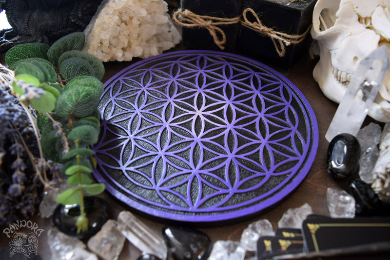 Crystal Grid Flower Of Life, Flower Pythagoras - Black\Purple
