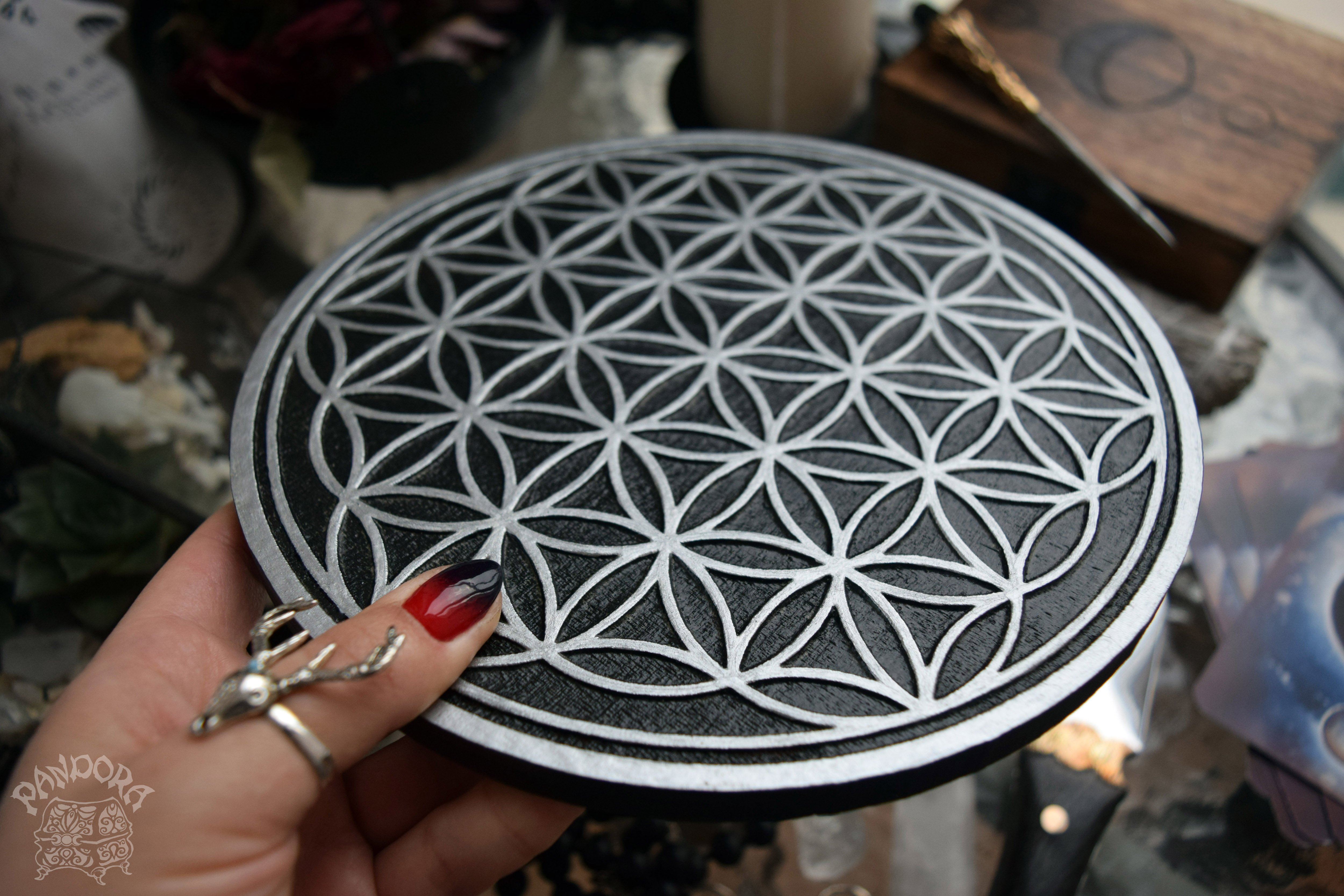 Crystal Grid Flower Of Life, Flower Pythagoras - Black\Silver