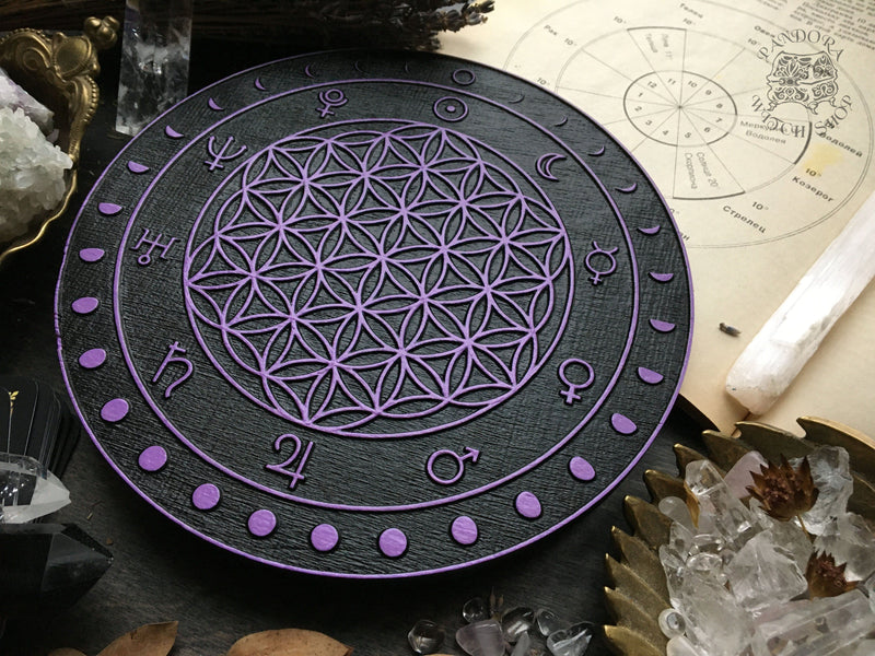 Crystal Grid - Moon Flower of Life - Black\Purple