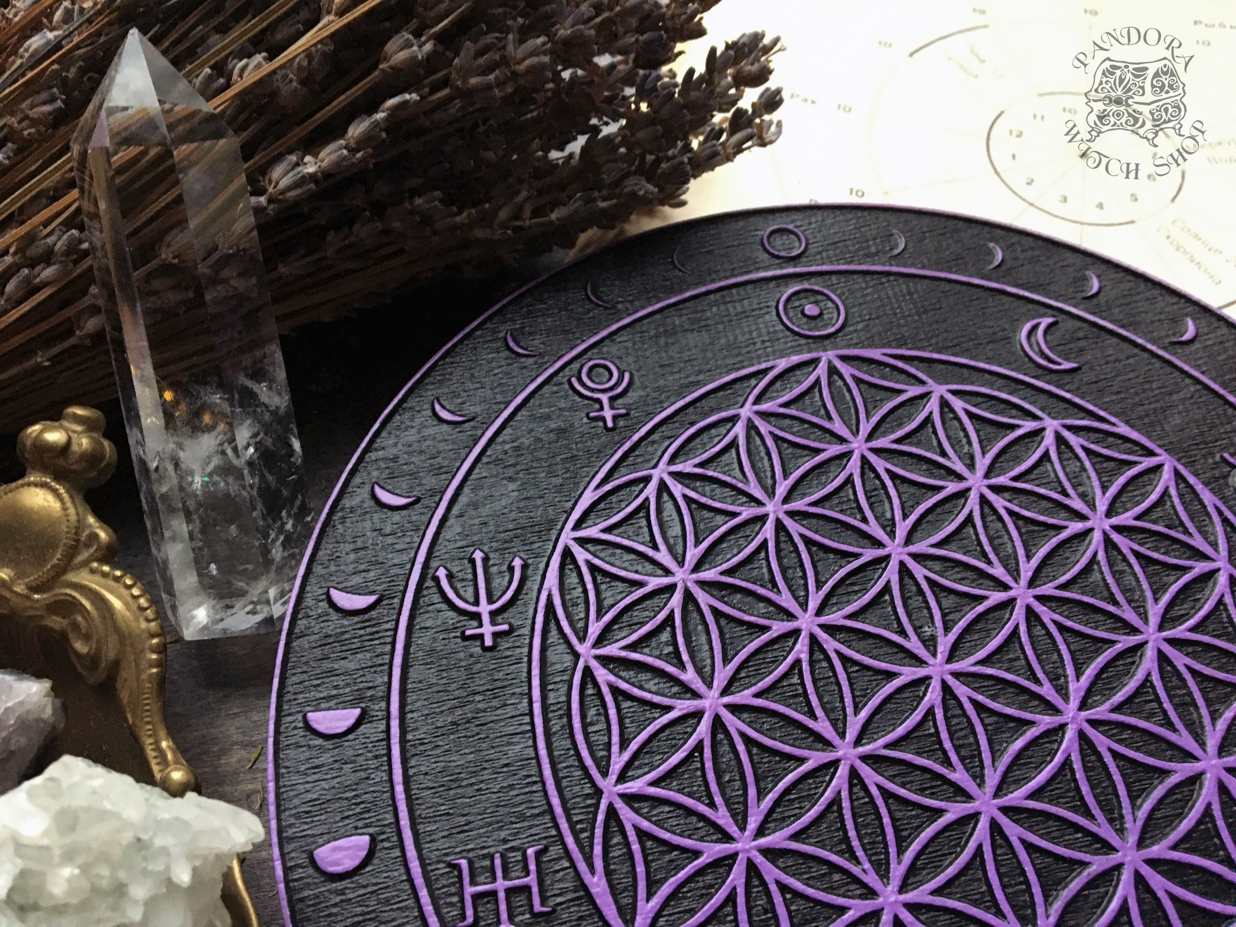 Crystal Grid - Moon Flower of Life - Black\Purple