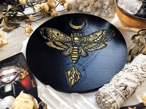 Death Head Moth - Altar Pentacle - Black\Gold