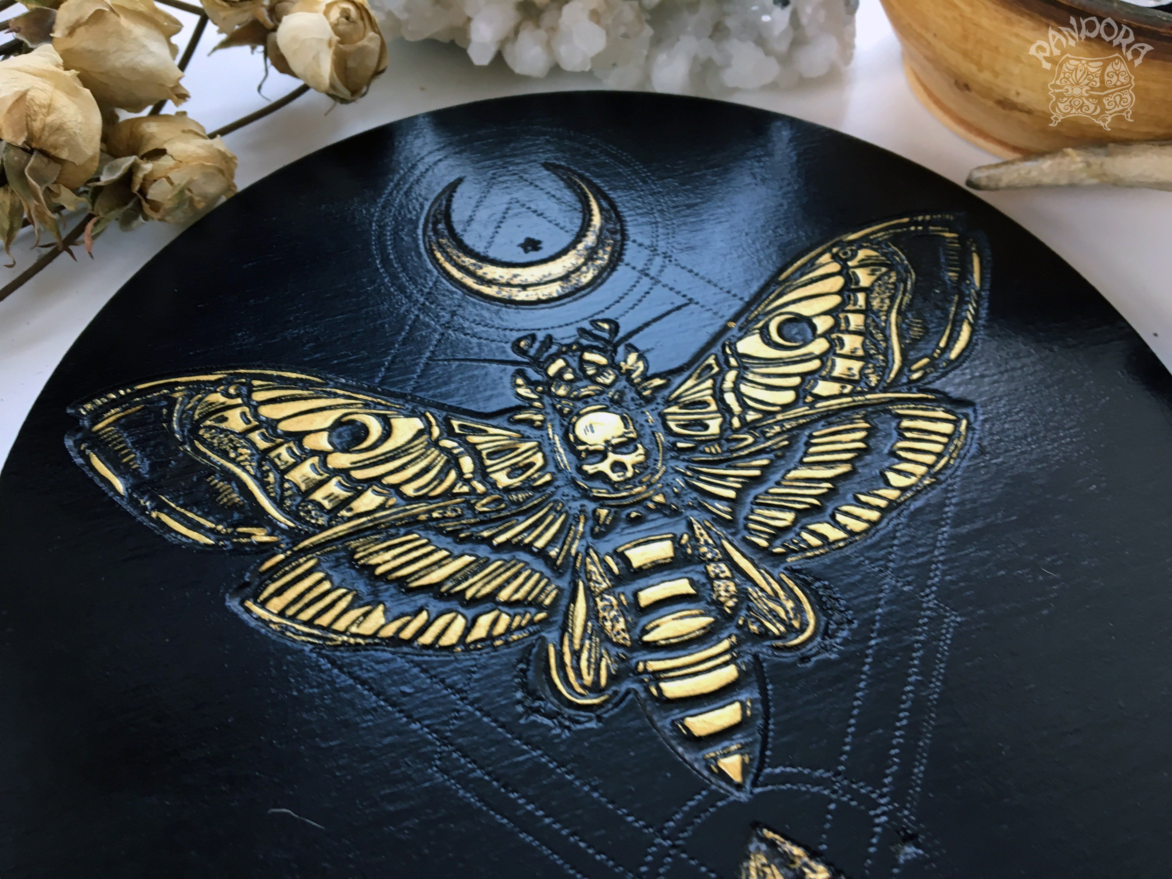 Death Head Moth - Altar Pentacle - Black\Gold