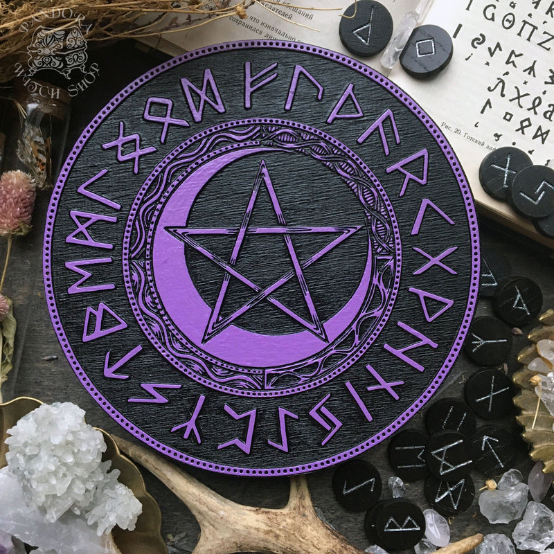 Elder Futhark Runes - PentaMoon - Black\Purple