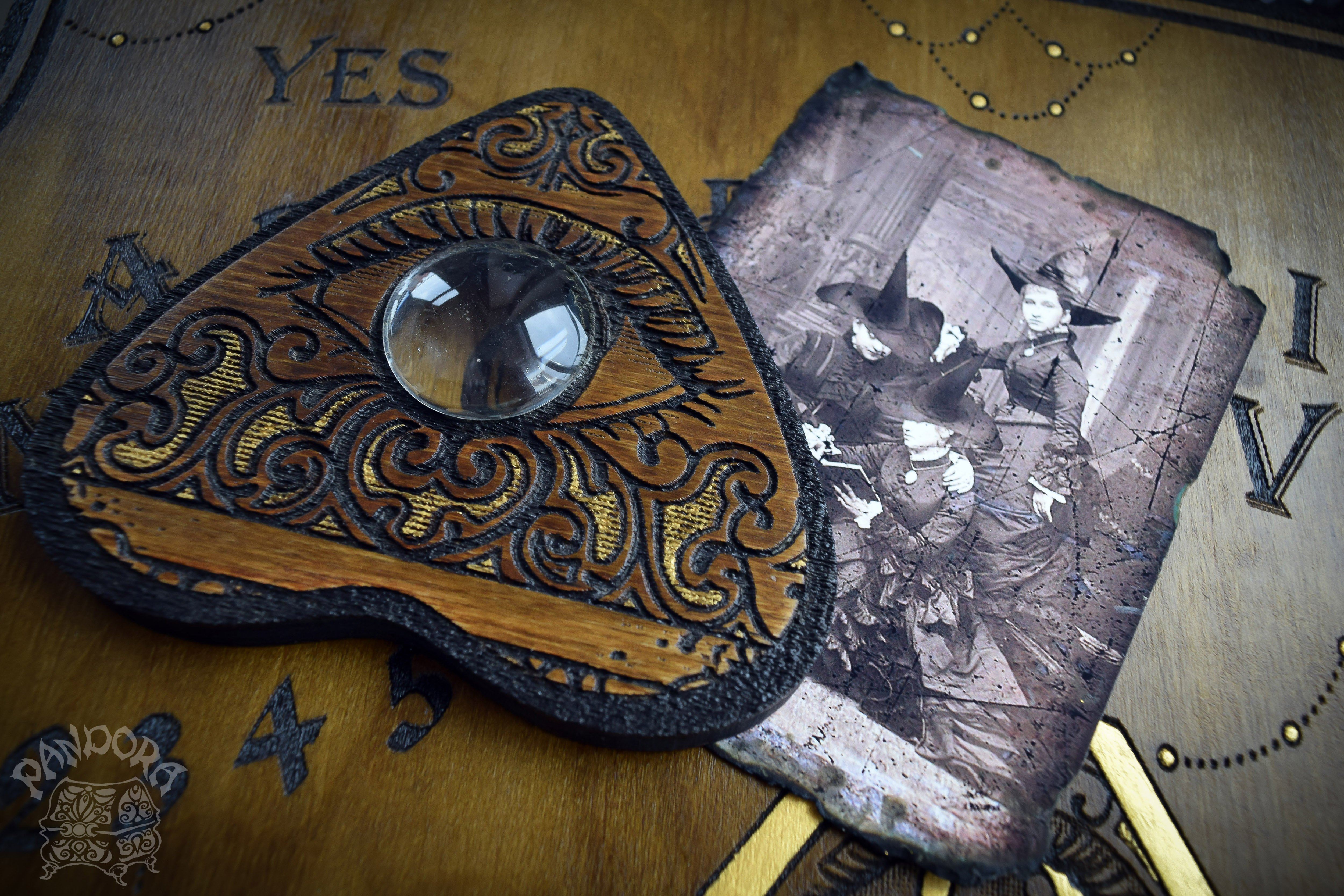 Ouija Board, Witch Board, Talking Board for calling spirits with All Seeing Eye