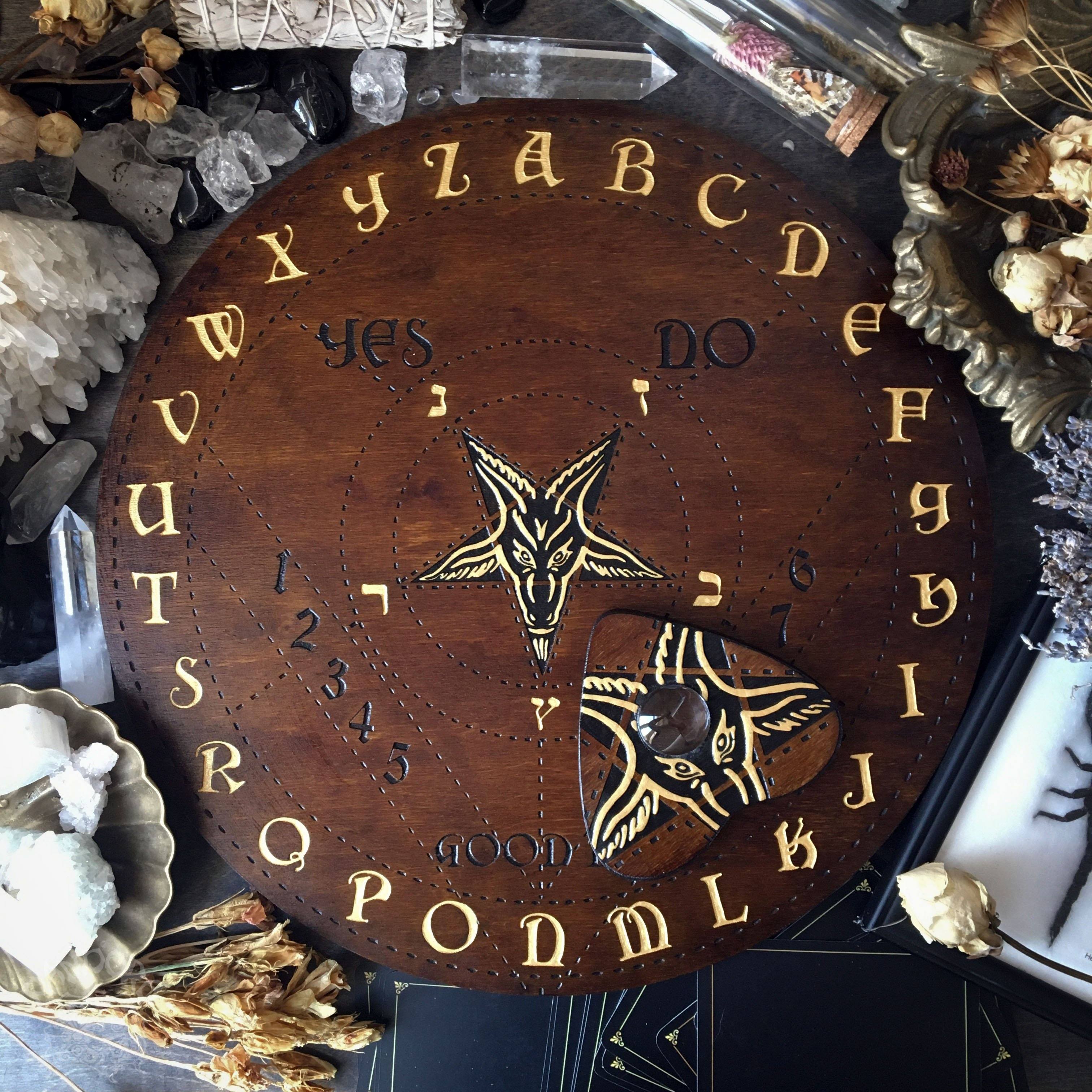 Ouija Board, Witch Board, Talking Board for calling spirits with Baphomet, Samael, Lucifer, Satan, Devil