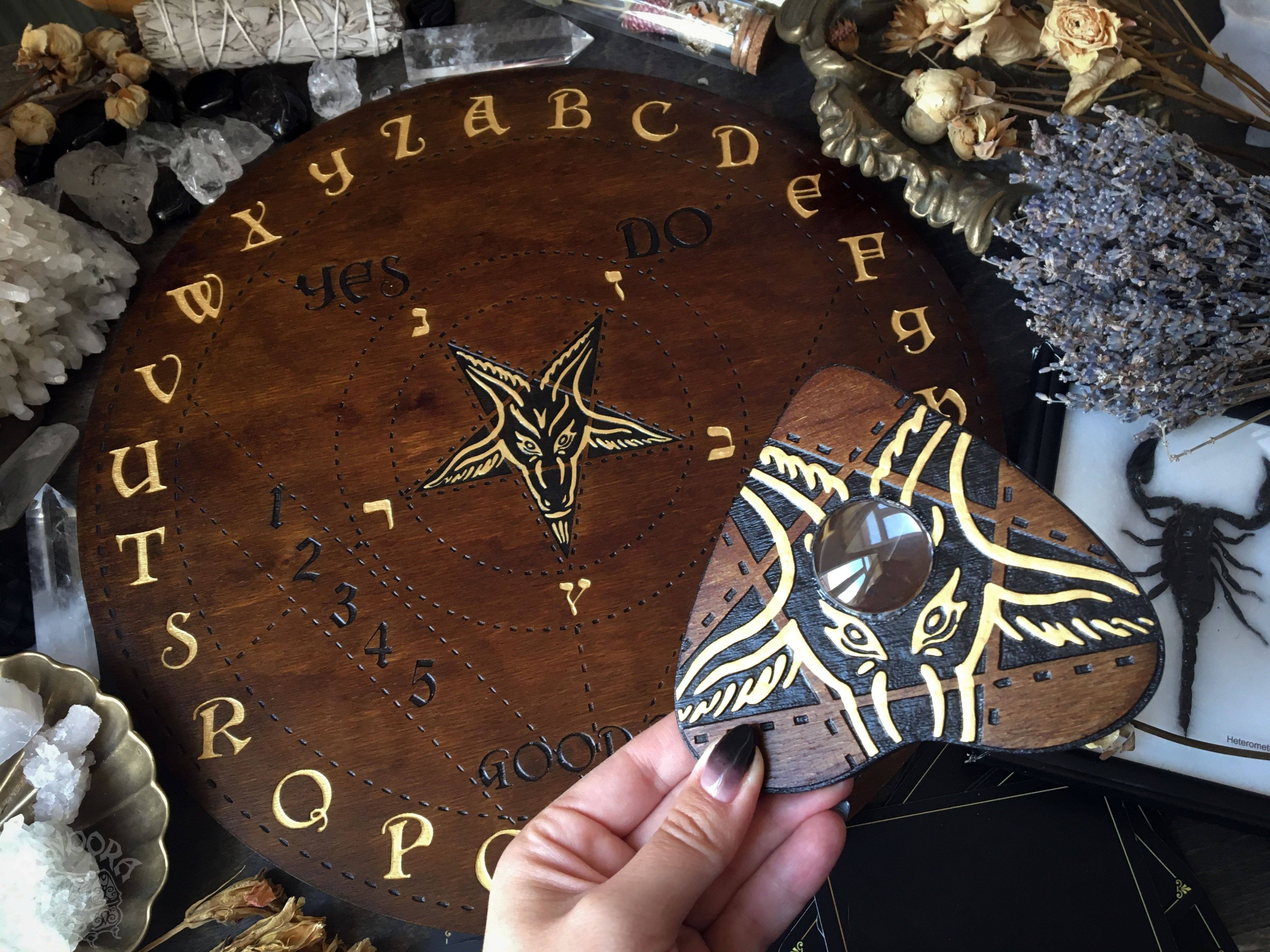 Ouija Board, Witch Board, Talking Board for calling spirits with Baphomet, Samael, Lucifer, Satan, Devil