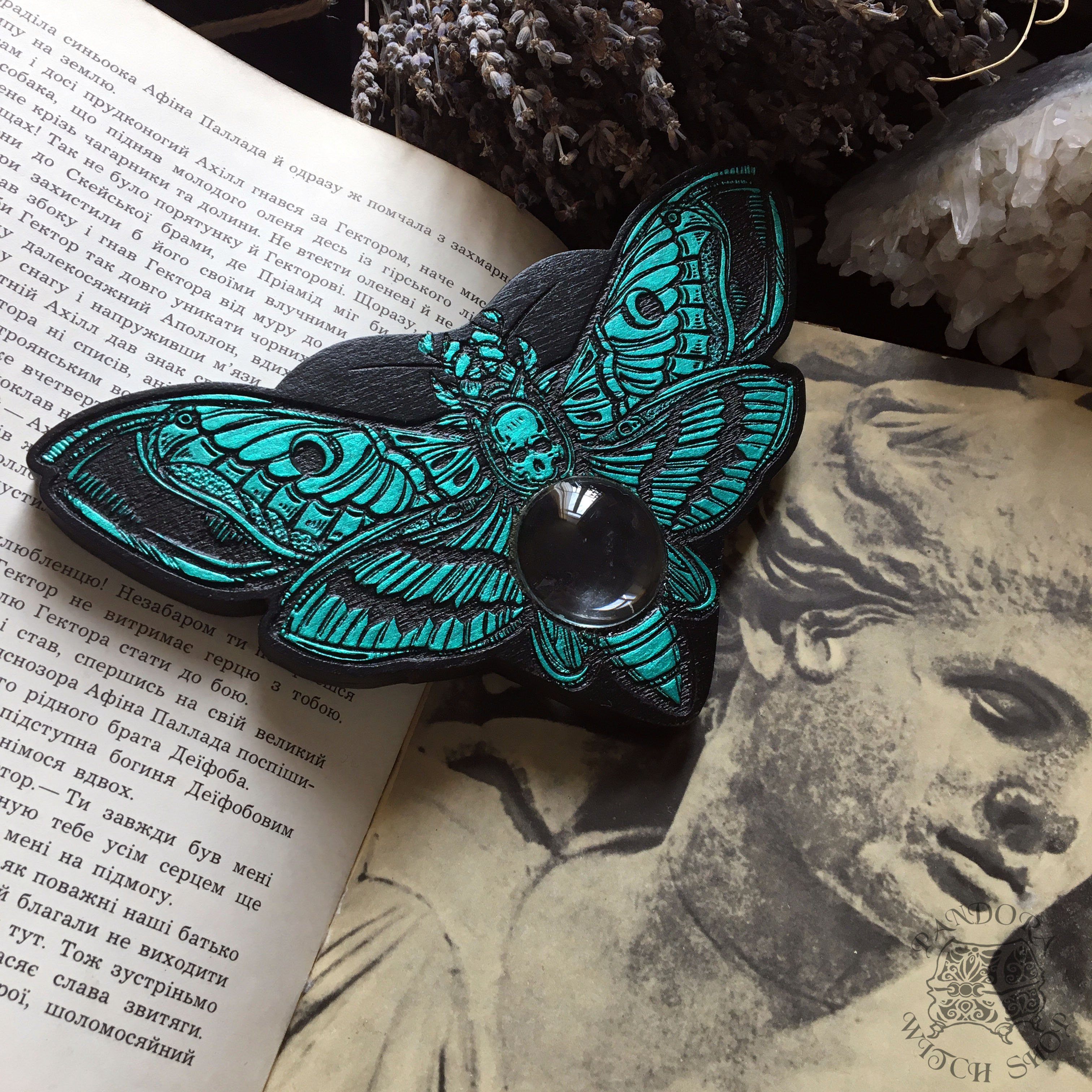 Planchette - Black and Emerald Death's head moth