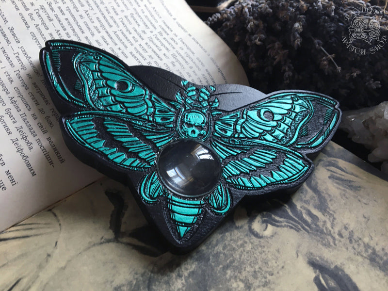 Planchette - Black and Emerald Death's head moth