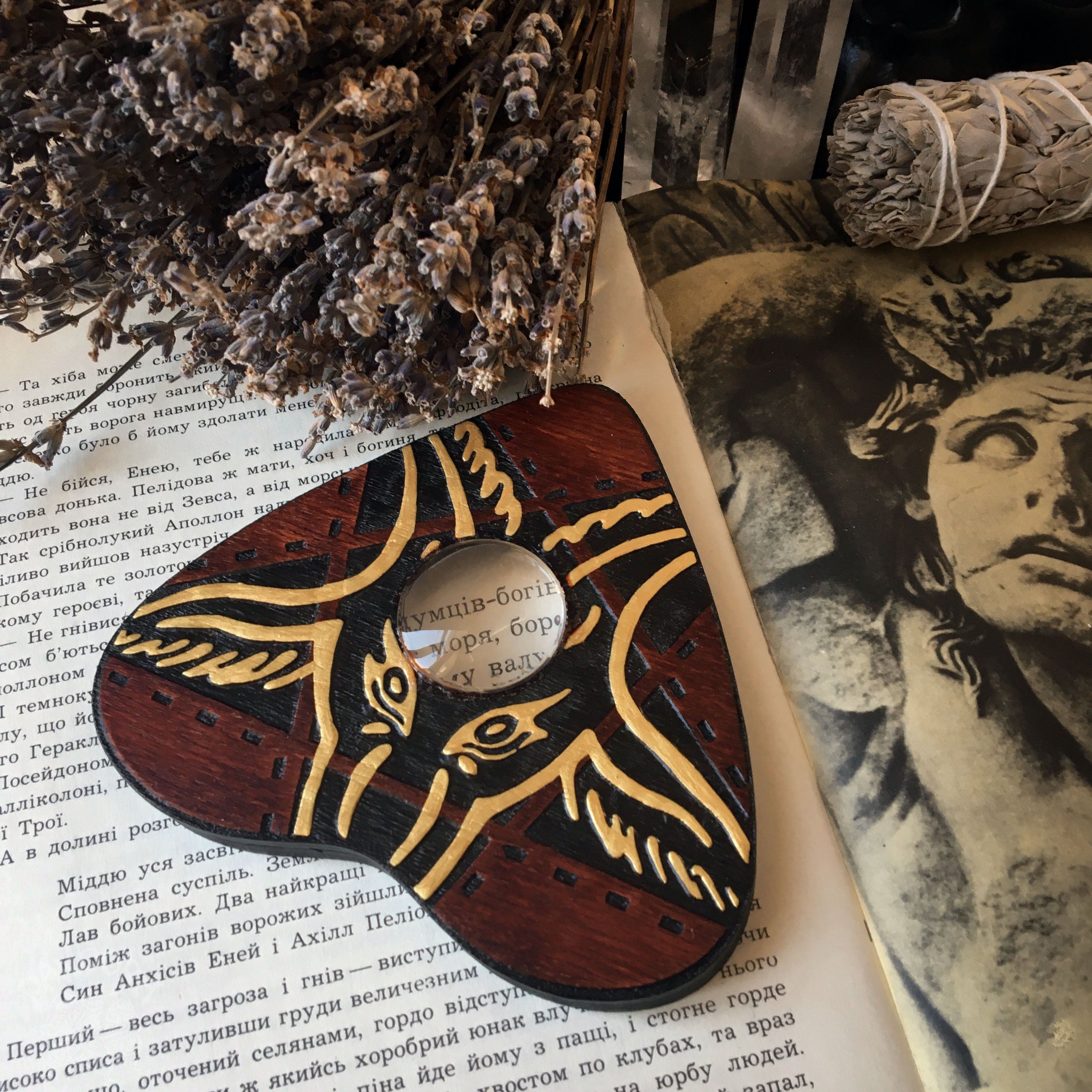 Ouija Planchette - Planchette - Lucifer - Red Wood