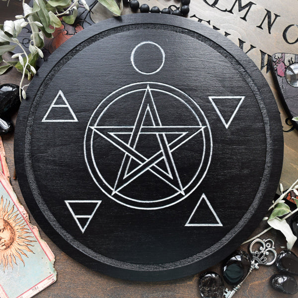 Pentagram, Elements. - Altar Pentacle - Black\Silver