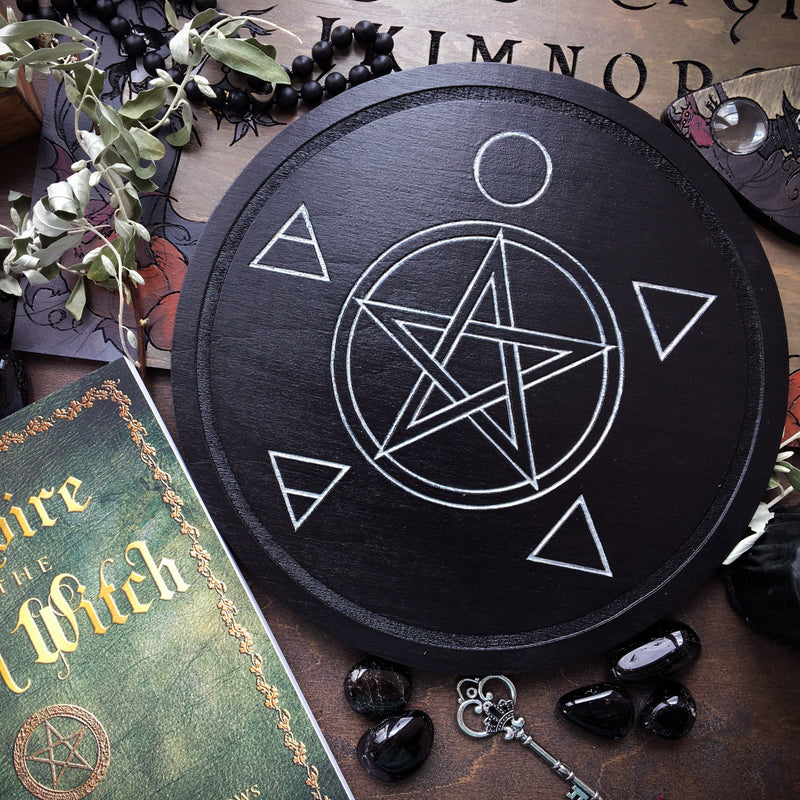 Pentagram, Elements. - Altar Pentacle - Black\Silver