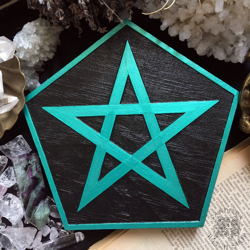 Pentagram rhombus - Altar pentacle - Black\Emerald