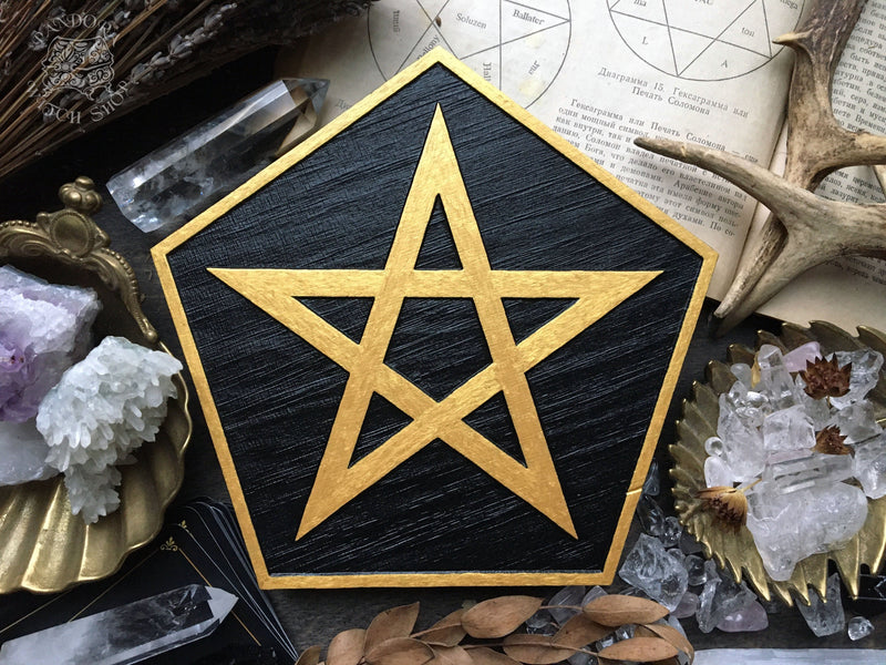 Pentagram rhombus - Altar pentacle - Black\Gold