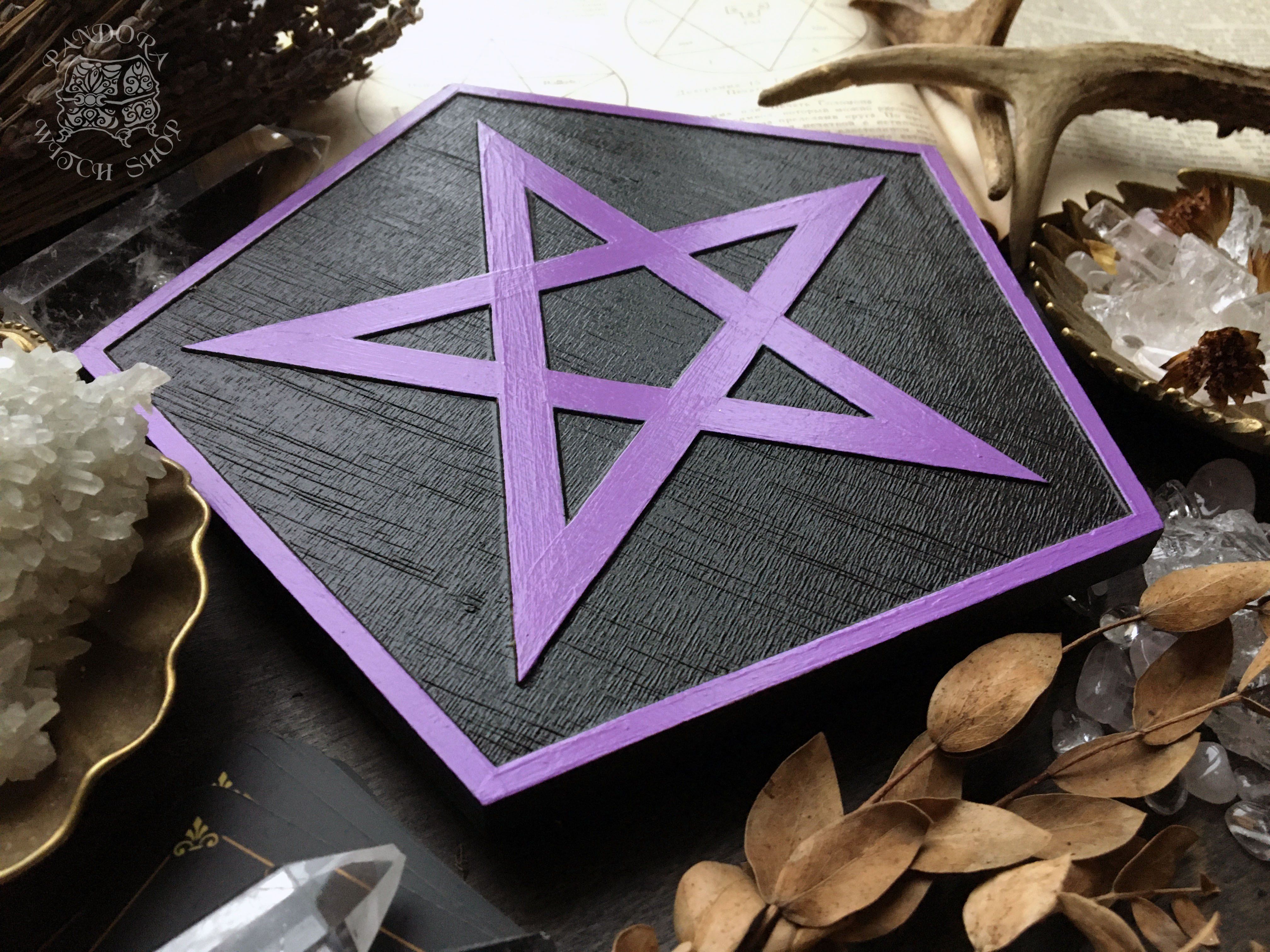 Pentagram rhombus - Altar pentacle - Black\Purple