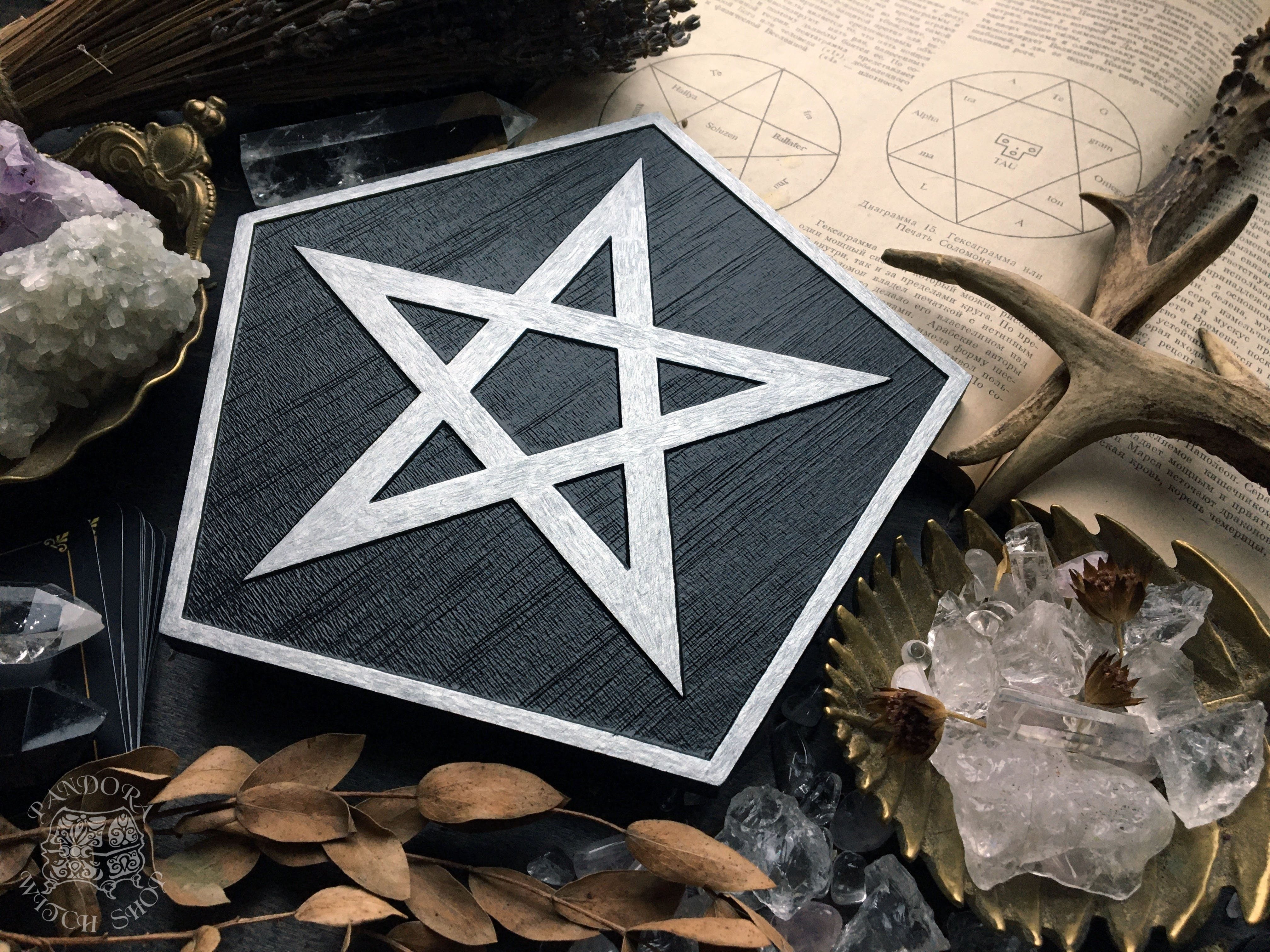 Pentagram rhombus - Altar pentacle - Black\Silver