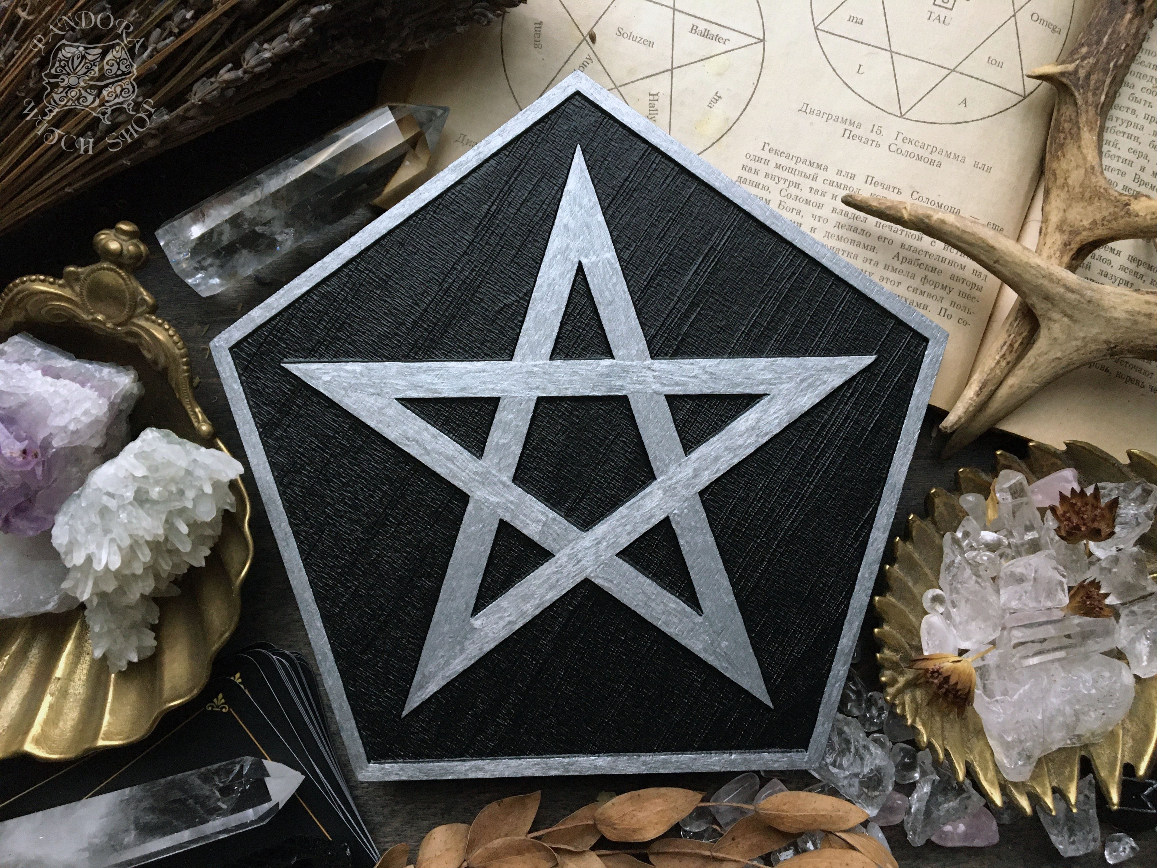 Pentagram rhombus - Altar pentacle - Black\Silver