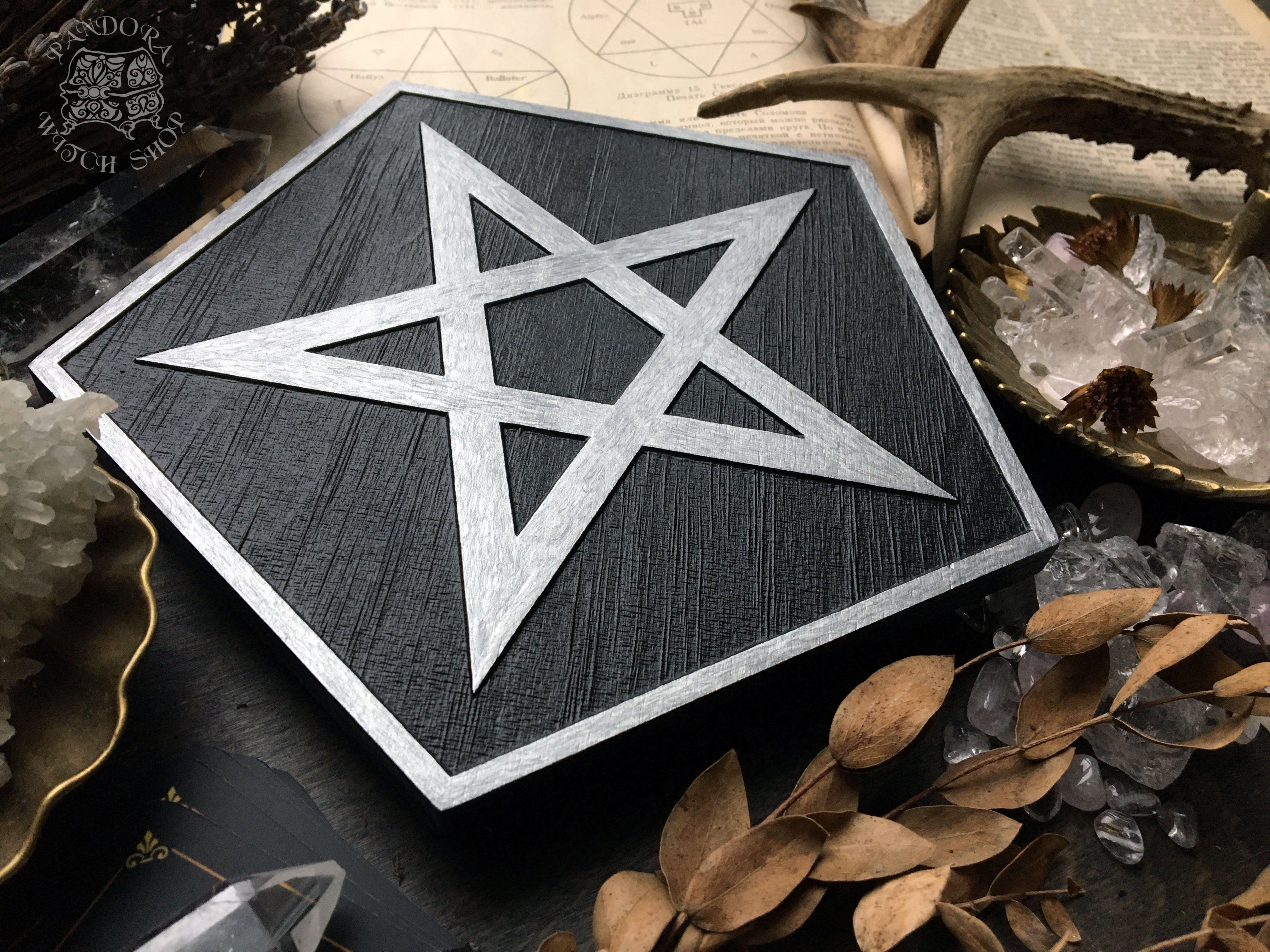 Pentagram rhombus - Altar pentacle - Black\Silver