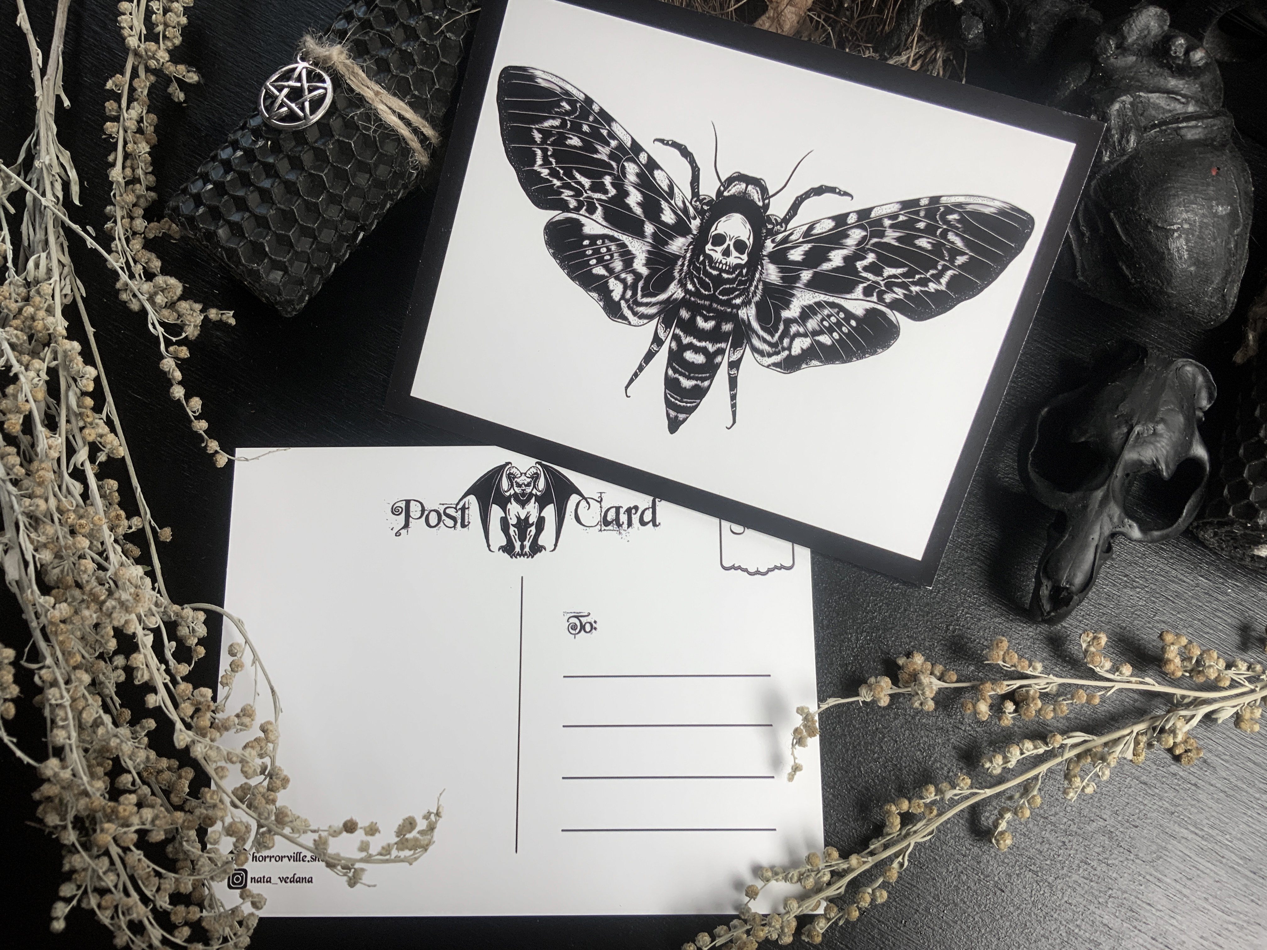 Postcard - Death's-head hawkmoth