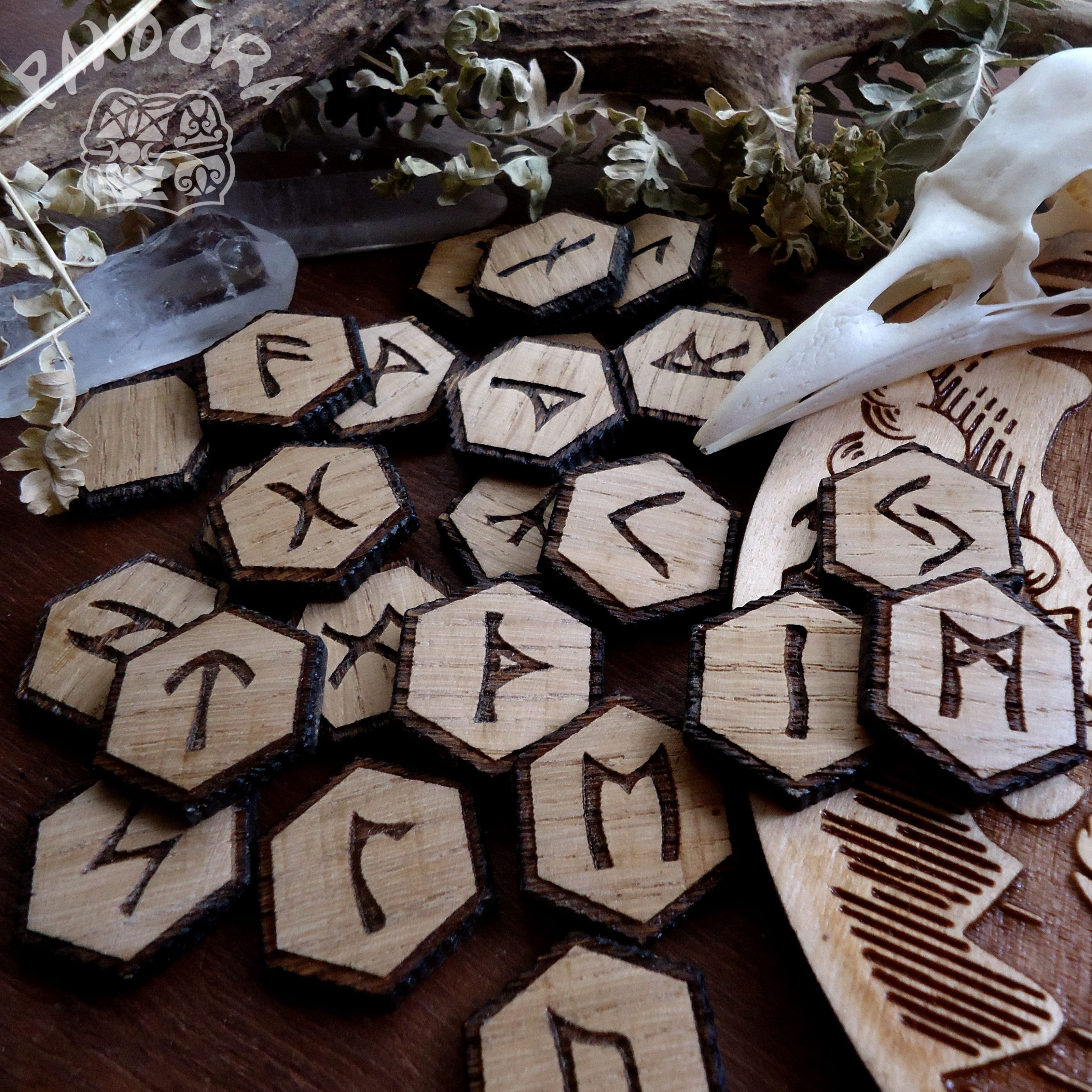 Rune - Elder Futhark, Runes, Oak Wood + Blank Rune