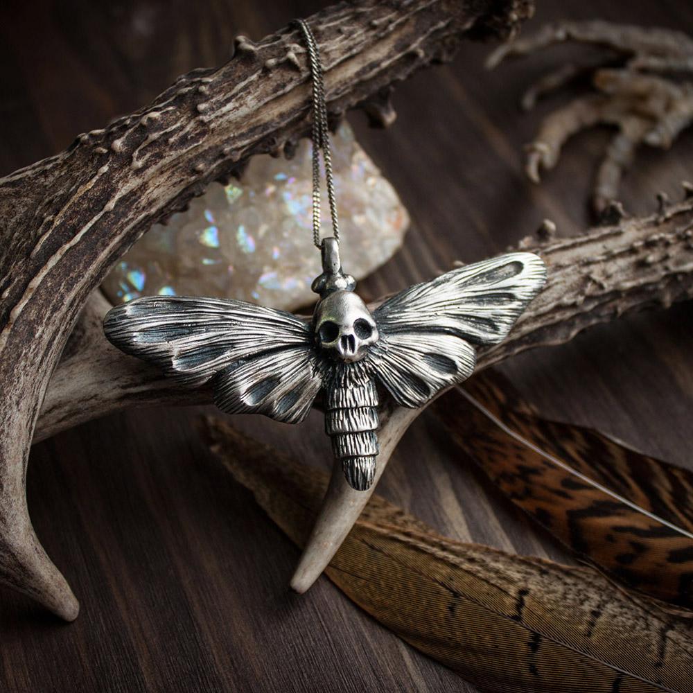 Silver Pendant "Death's Head Moth"