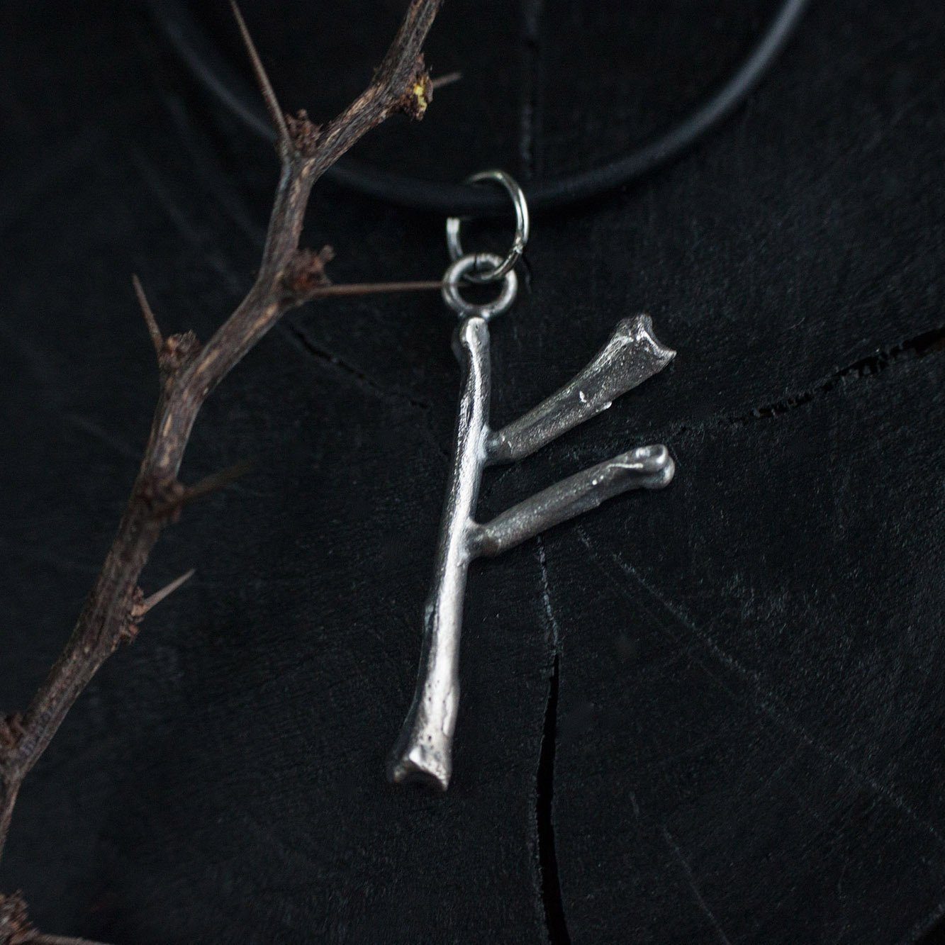 Silver pendant Rune Fehu