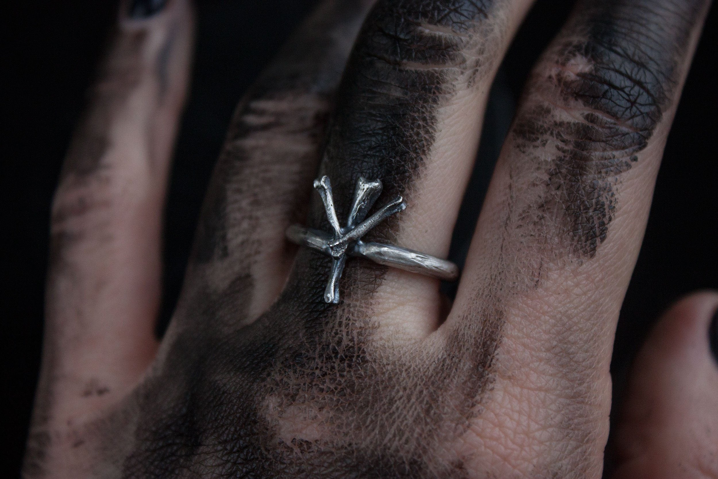 Silver Ring Rune Algiz