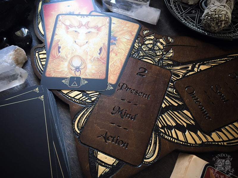 Tarot Board Three Card Spread - GOLDEN DEATH'S HEAD MOTH