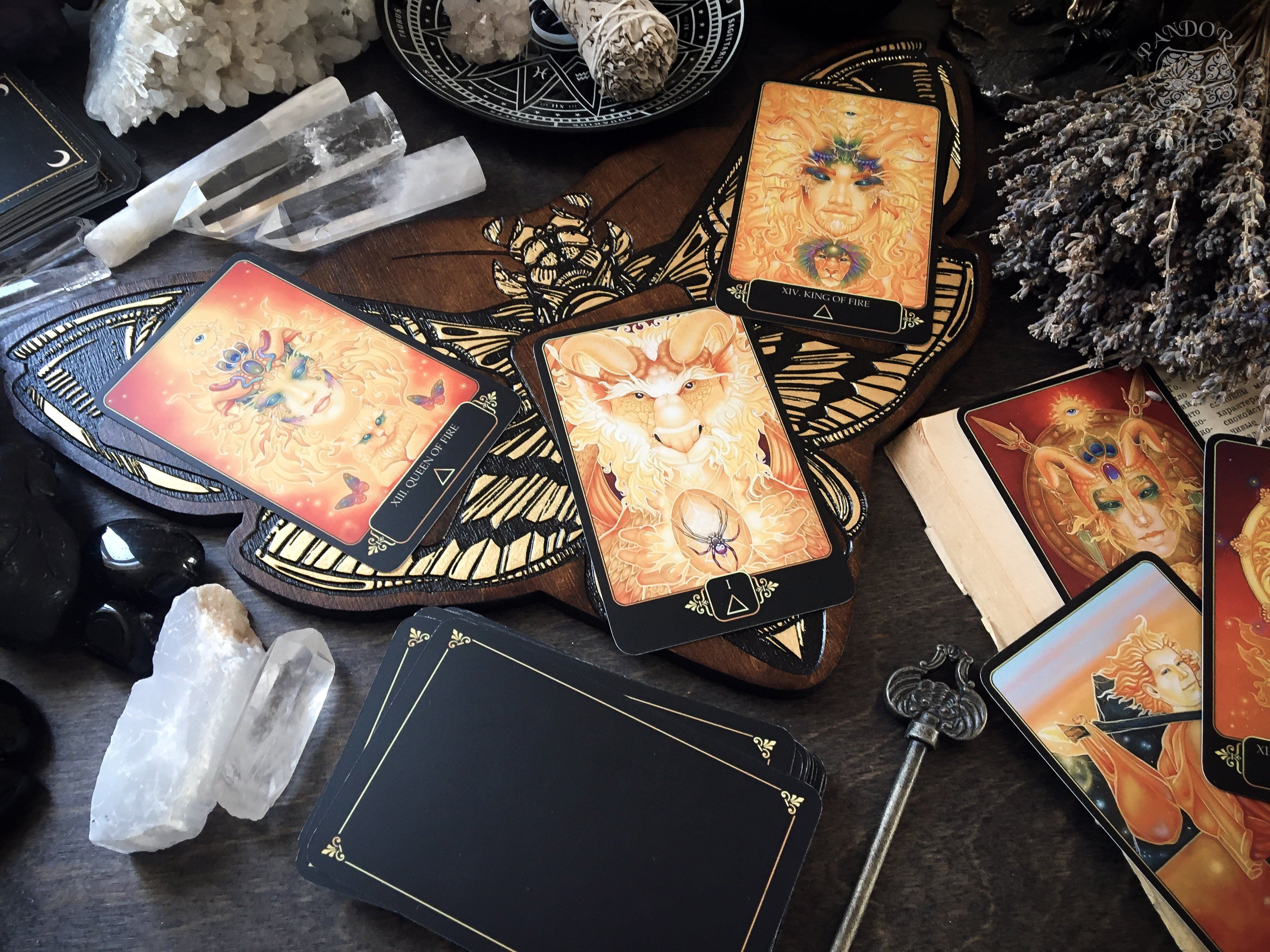 Tarot Board Three Card Spread - GOLDEN DEATH'S HEAD MOTH