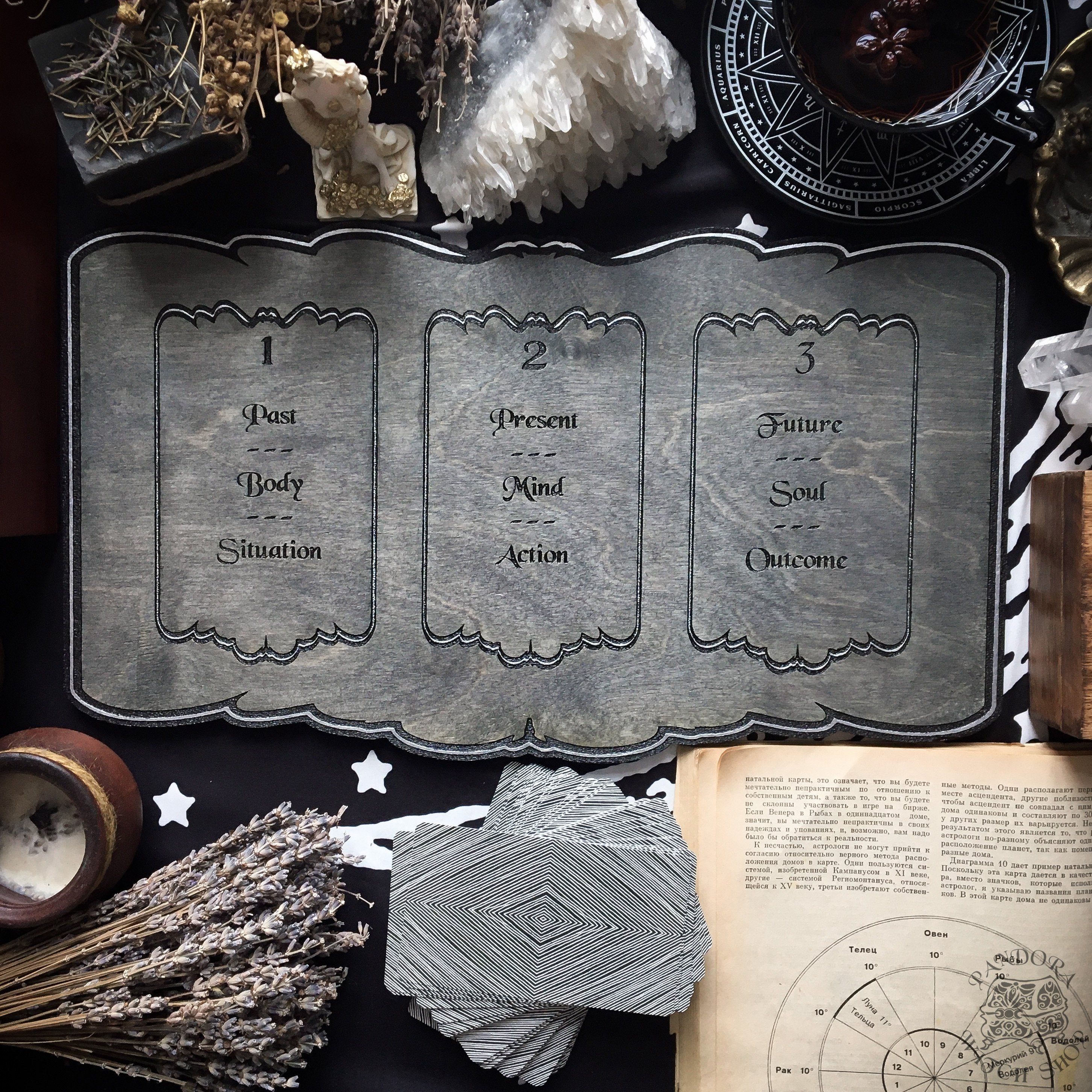 Tarot Board Three Card Spread Gray Wood Pandora Witch Shop tarot-board-three-card-spread-gray-wood-pandora-witch-shop