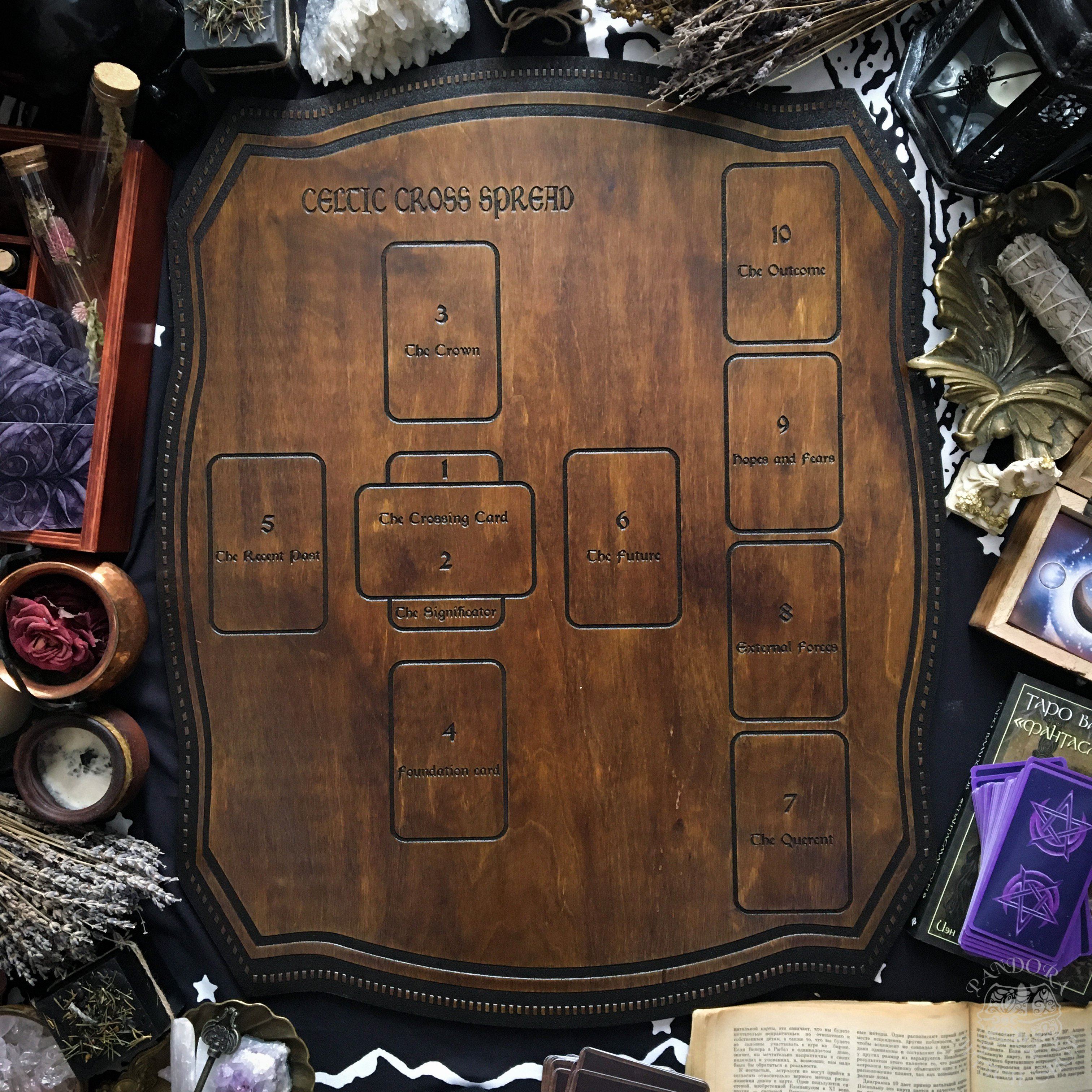 Tarot Spread Board Celtic Cross - Dark wood