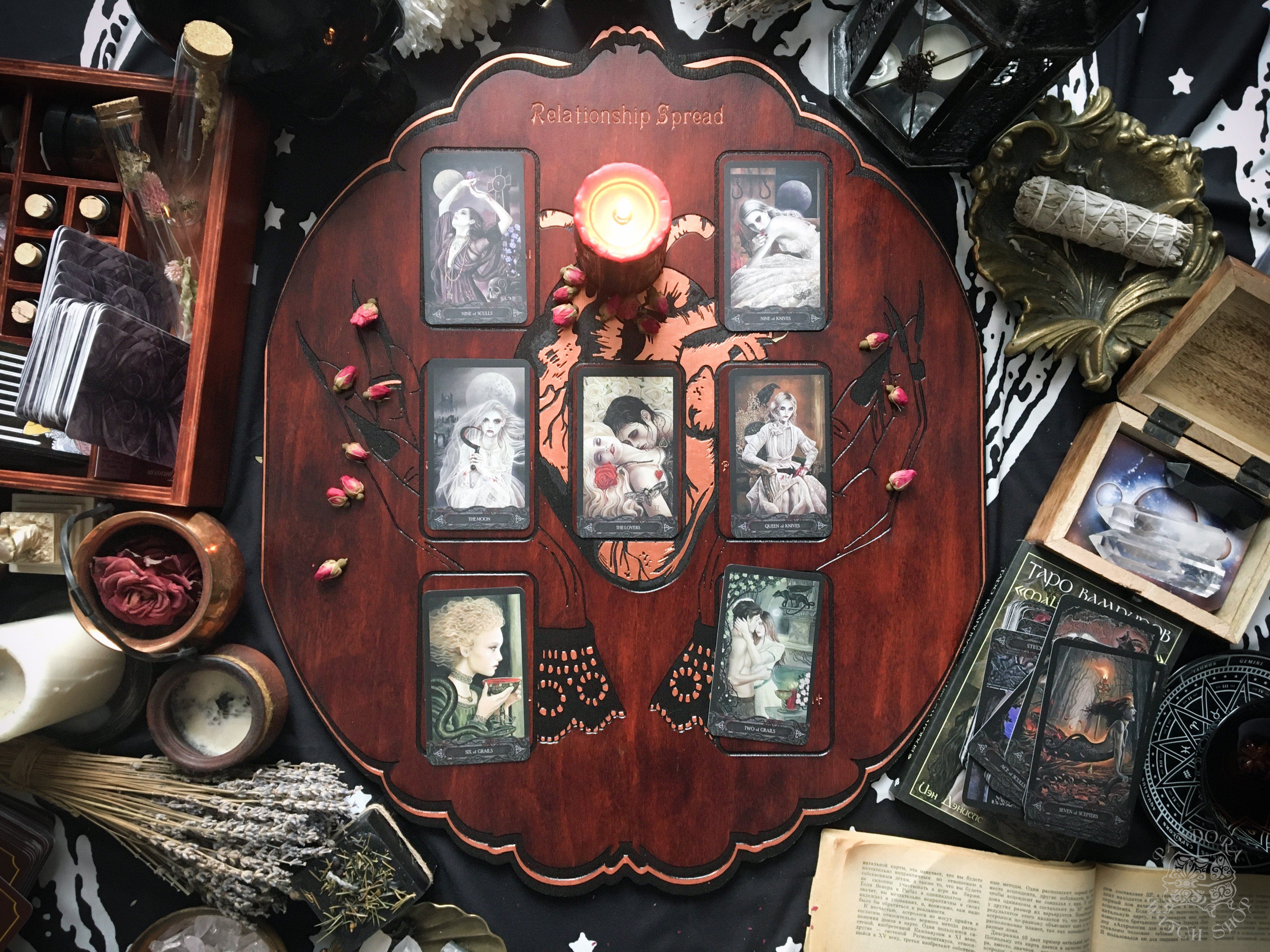 Tarot Spread Board Relationship - Copper Heart