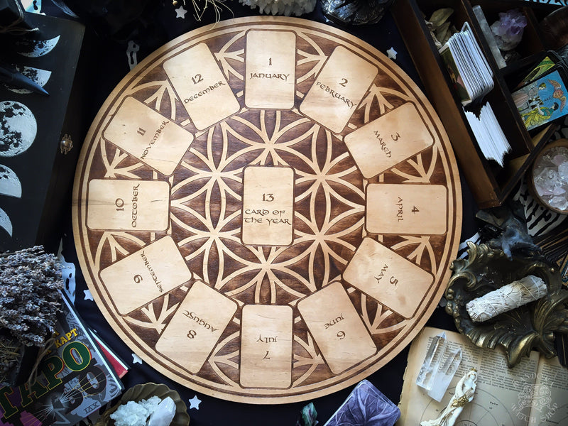Tarot Spread Board Wheel of the Year - Natural