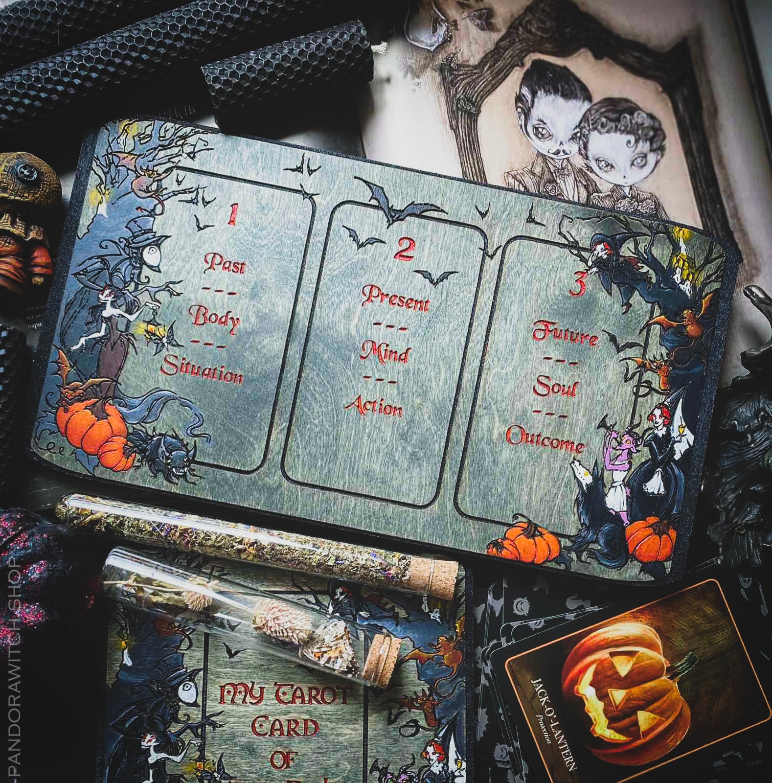 Tarot Boards  Forever Halloween SET of 2 - Card of the Day and Three Card Spread