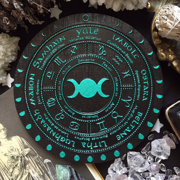Wheel of the Year - Triple Moon Circle - Black\Emerald