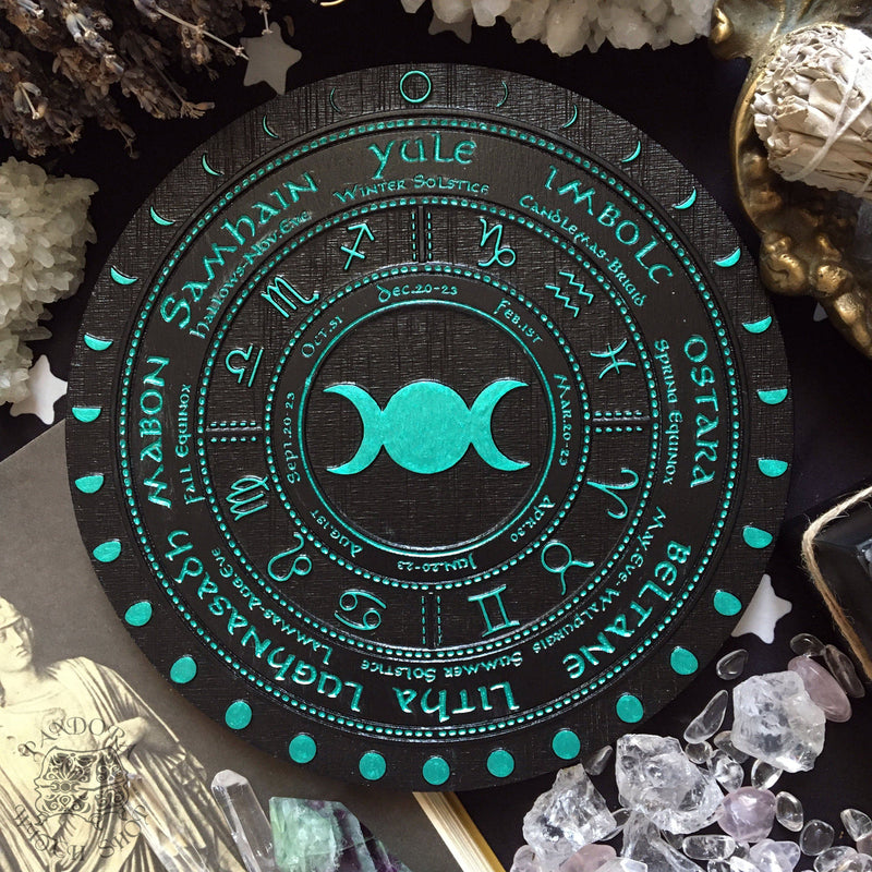 Wheel of the Year - Triple Moon Circle - Black\Emerald
