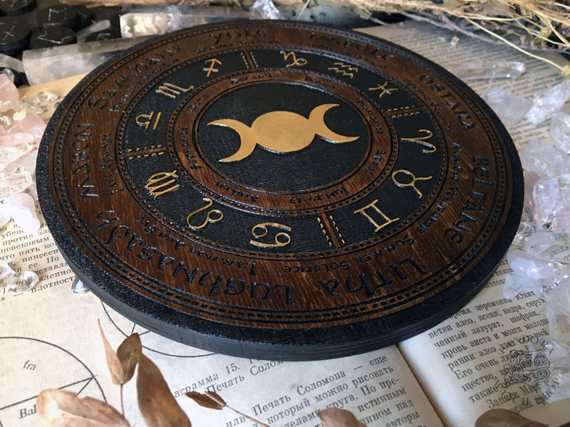 Wheel of the Year - Triple Moon - Dark\Gold – Pandora Witch Shop